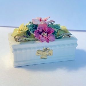 Crown Staffordshire “April 1974” Fine Bone China Vintage Flower Box England